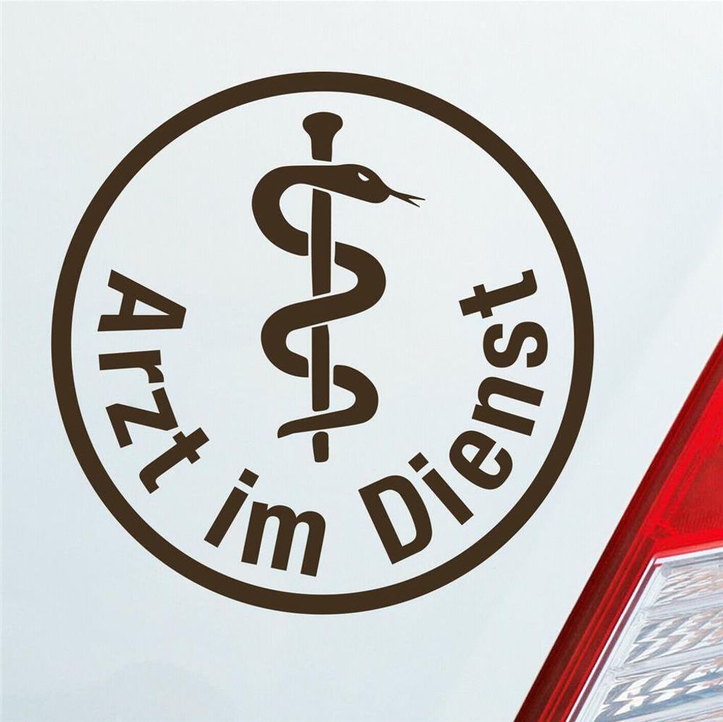 Auto Aufkleber Arzt im Dienst Medizin Rettungsgasse KFZ 10x10 cm Braun Sticker Heckscheibenaufkleber