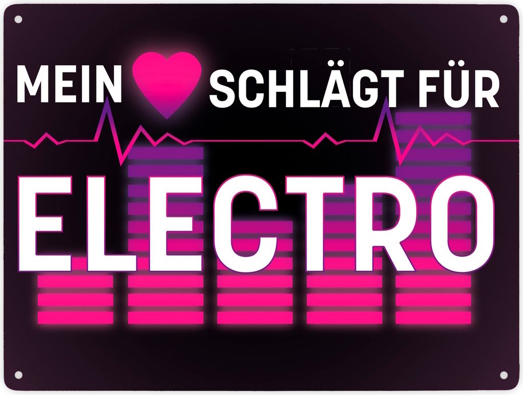 Mein Herz schlägt für Electro Metallschild XXL in 28x38 cm im Neondesign