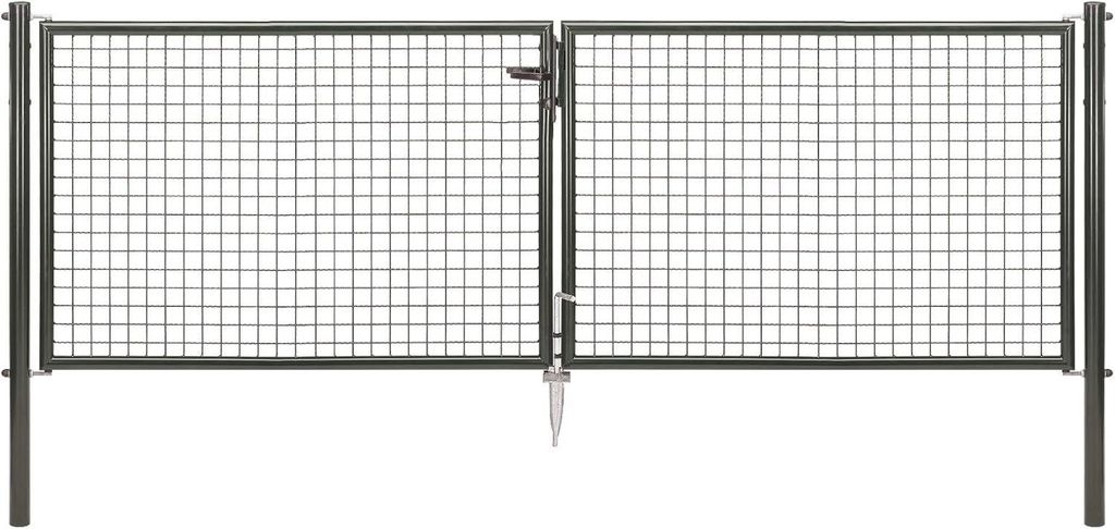 Alberts Wellengitter-Doppeltor mit Zubehör, Breite 300 cm, Höhe 100 cm, anthrazit-metallic, zum Einbetonieren, Pfostentärke 60 mm