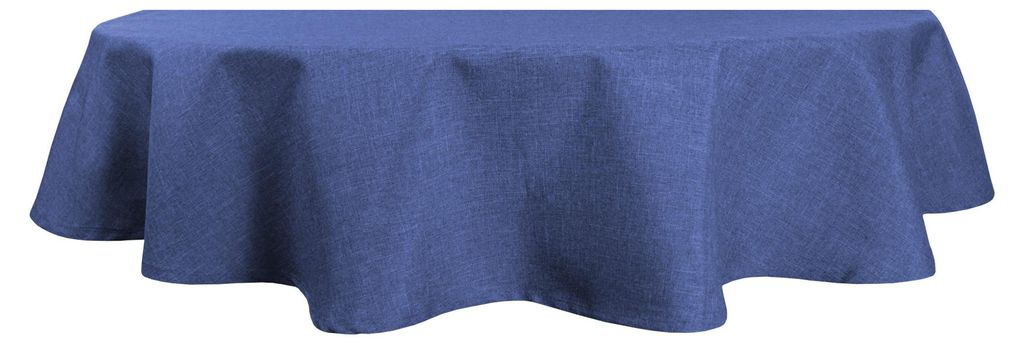 Tischdecke oval blau 135x180 cm Leinenoptik Lotuseffekt Produktbild 