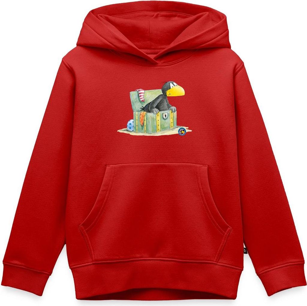 Spreadshirt Der kleine Rabe Socke Schatzkiste Kinder Premium Hoodie, 98/104 (2 Jahre), Rot