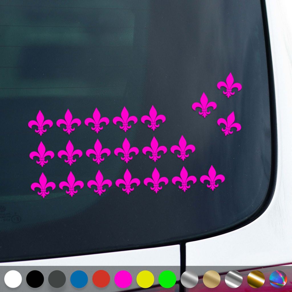 PantherPixel Lilie Aufkleber Fleur De Lis Lys Set Florenz Sticker Auto Geschenkidee Farbe Neon-Pink