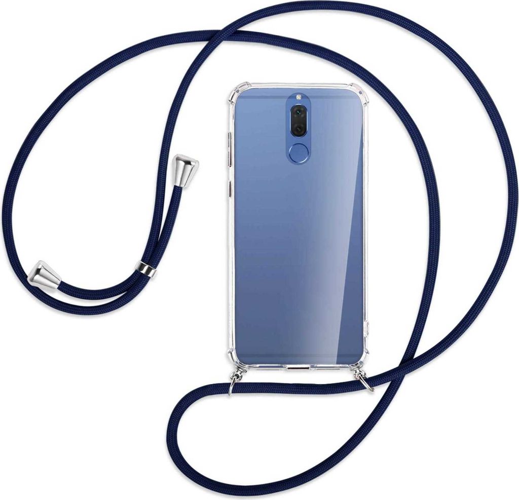 Handykette Backcover-Schutzhülle mit Band (Metall silberfarben) für Huawei Mate 10 Lite / G10 - dunkelblau