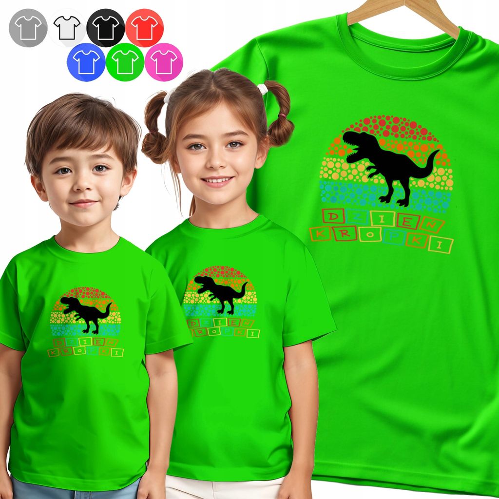Kinder-T-Shirt - Dots Tag Punkt Dino Dinosaurier - 110 Xs