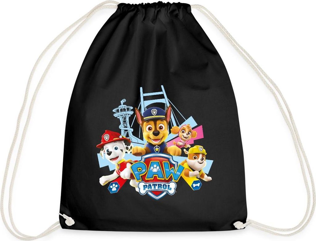 Spreadshirt Paw Patrol Logo Turnbeutel, One size, Schwarz