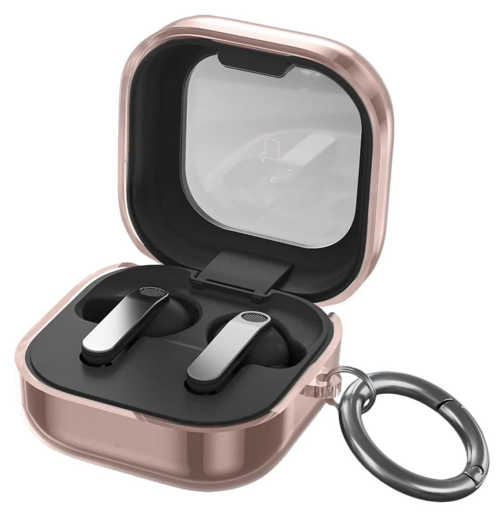 Elastische Hülle mit Karabiner für Galaxy Buds 4 / 4 Pro, Bizon Case Headphone Clear, Transparent-Golden