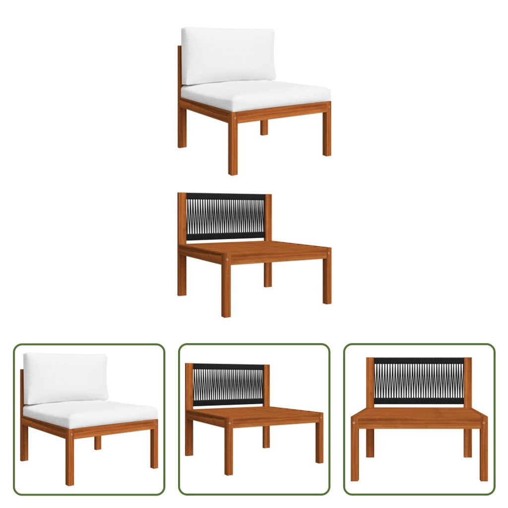 The Living Store Garten-Mittelsofa mit Auflagen Massivholz Produktbild 