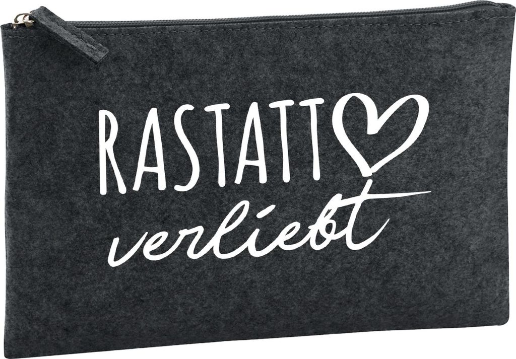 Huuraa Kulturbeutel Rastatt verliebt 1 Liter Charcoal Filz Kosmetiktasche Geschenkidee