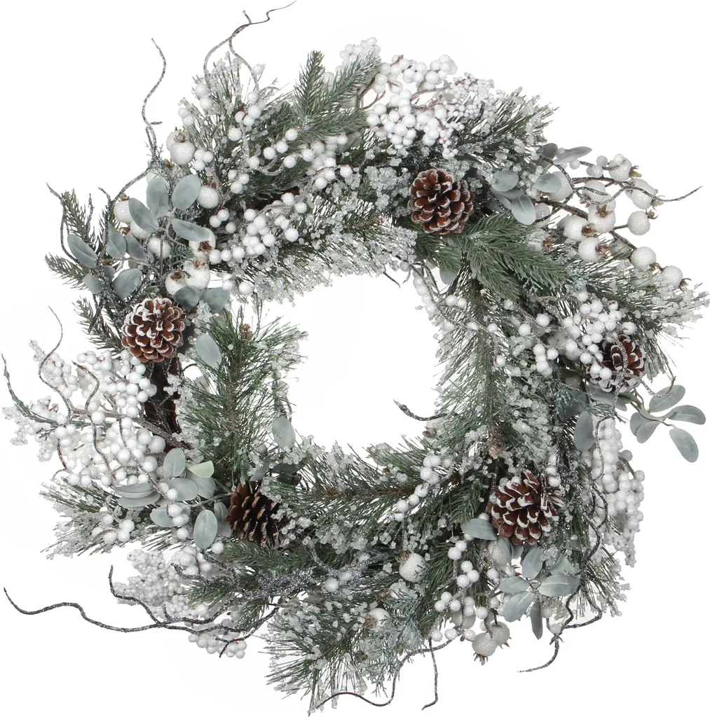 Couronne de Noël Hardy 50 cm pour Décoration de Porte et Table de Fête