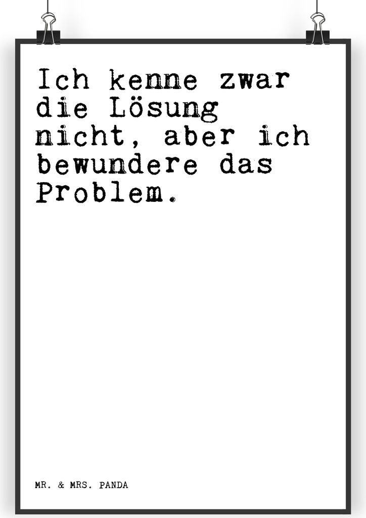 Mr. & Mrs. Panda Bild Ich kenne zwar die... DIN A4 - Weiß - Geschenk, Spruch Sprüche Weisheiten Zitate Lustig Weisheit Worte, Lösung, Problemlö...