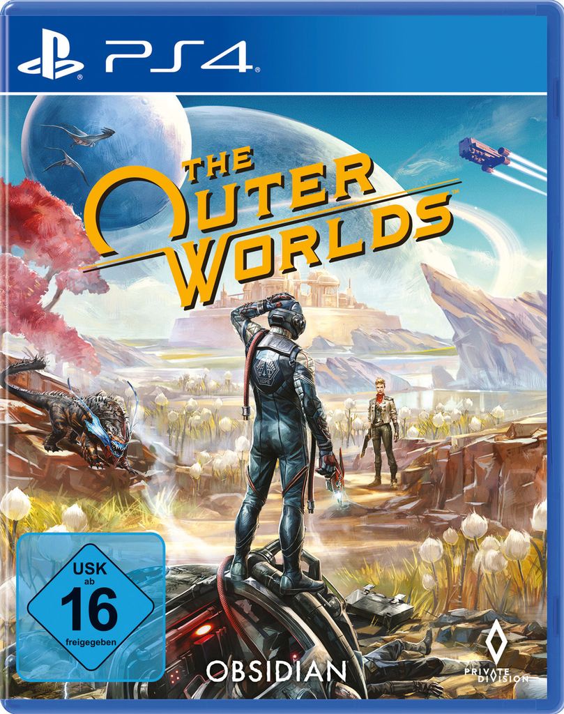 The cover art for the video game 'The Outer Worlds' on PlayStation 4.