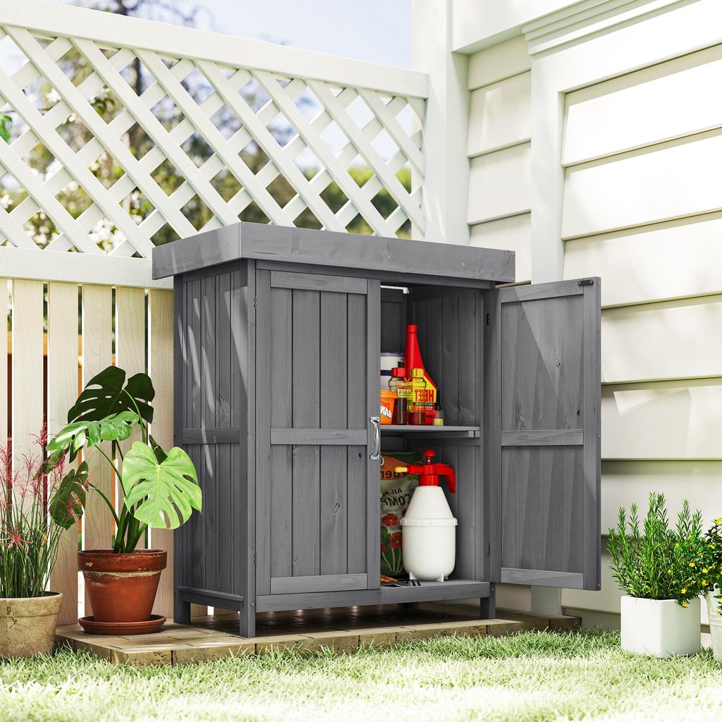 Gartenschrank Tannenholz kompakt, Geräteschrank Balkon Produktbild 