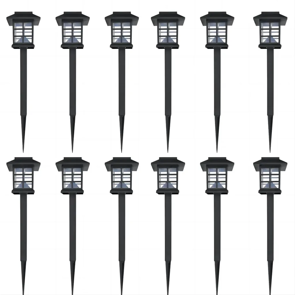 Lot de 12 Lampes Solaires LED Piquets - Sans Fil Étanche Allée Jardin 38cm