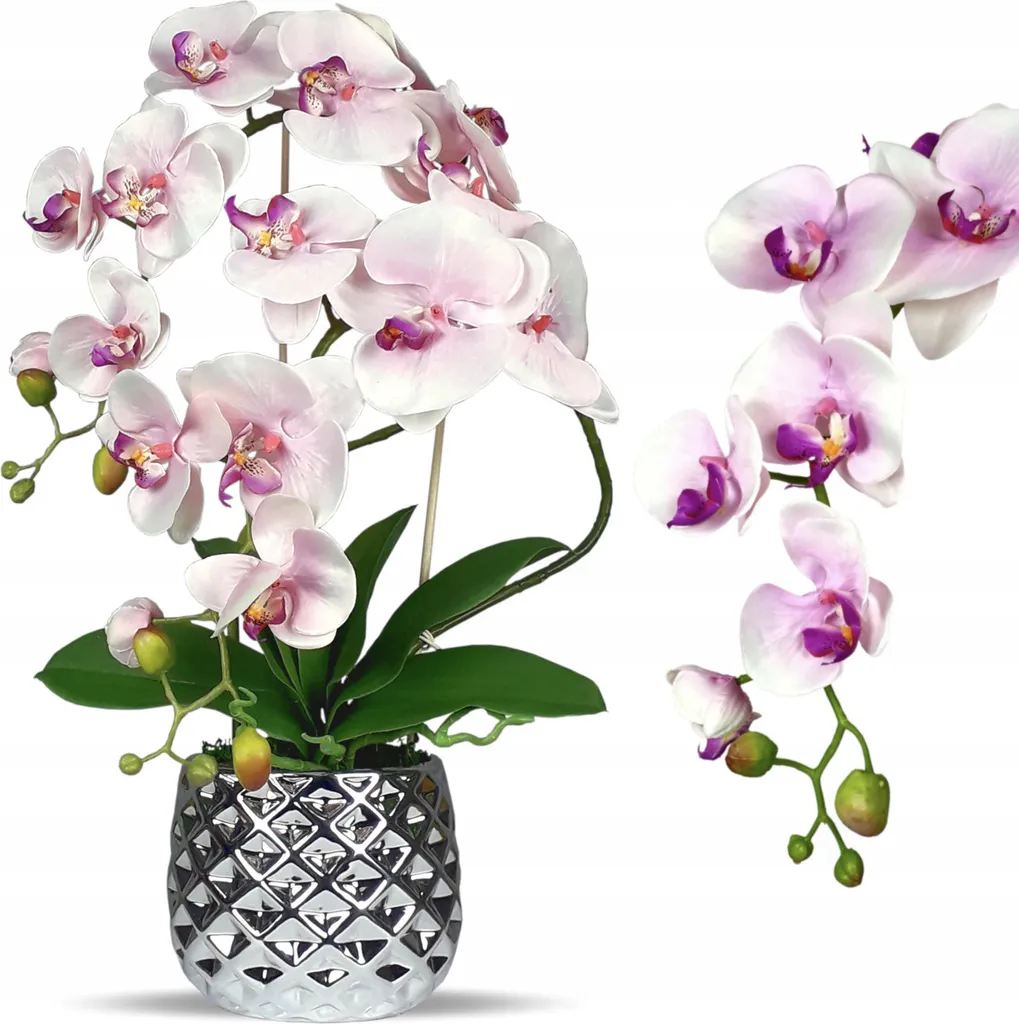 Orchidea Finta Rosa in Vaso - Decorazione Floreale Artificiale da Tavolo