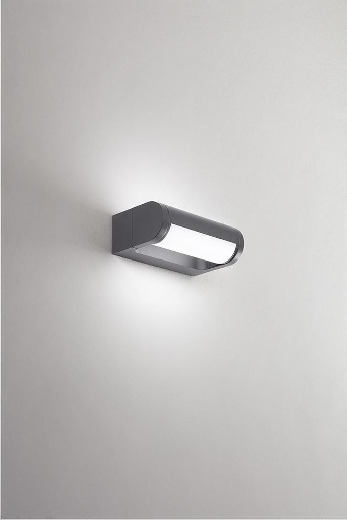 LED-Wandleuchte aus pulverbeschichtetem Aluminium, anthrazit matt, 12 W, 3000 K, moderner Außenstrahler mit verstellbarem Diffusor - Perenz