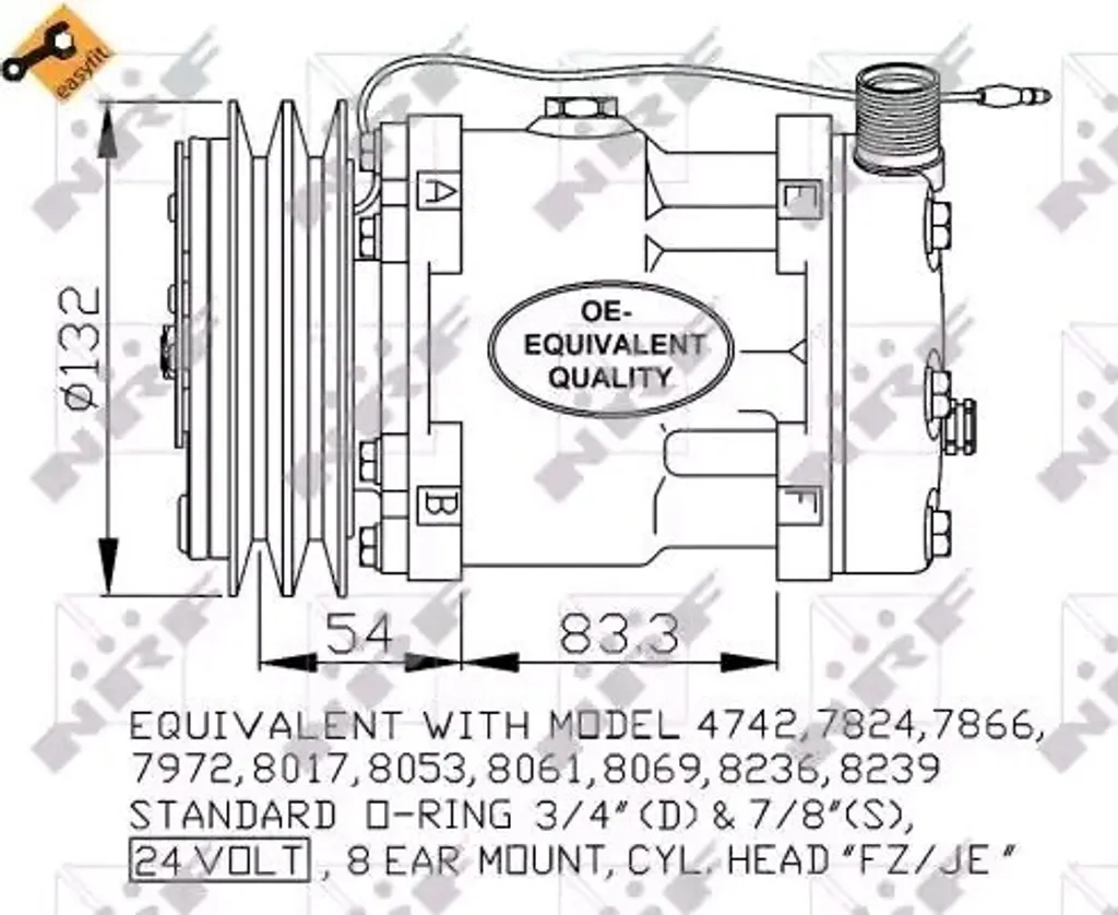 Compresseur de climatisation NRF 32769 pour A6 A8 Série 3 et Logan