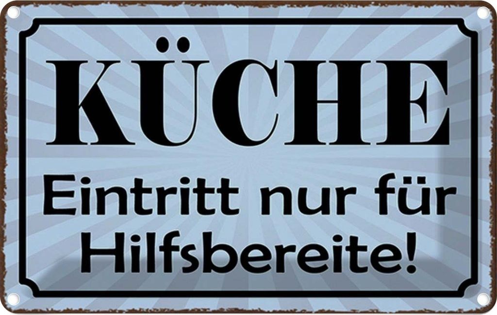 vianmo Blechschild 20x30 cm Küche Eintritt nur Hilfsbereite Spruch Zitat