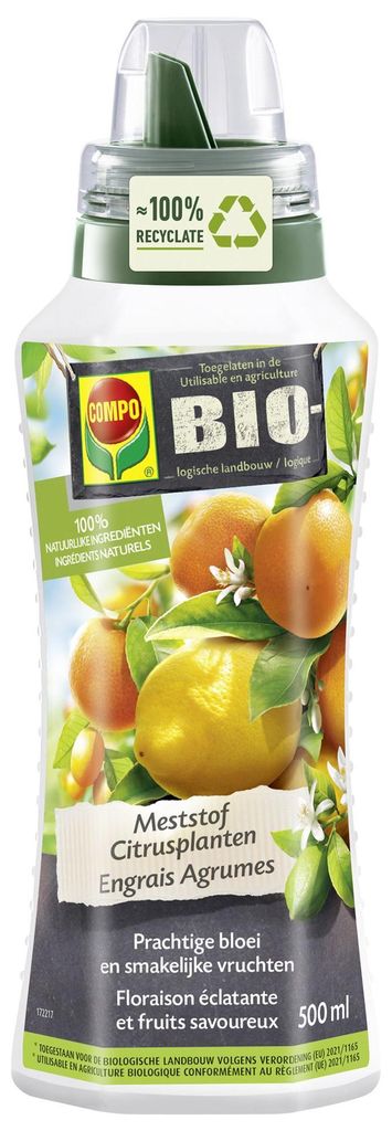 COMPO Flüssigdünger Zitruspflanzen - 100% natürlich - 500 ml - 100% natürlich & vegan - Reich an Kalium und Eisen - Fördert die Blütenbildung