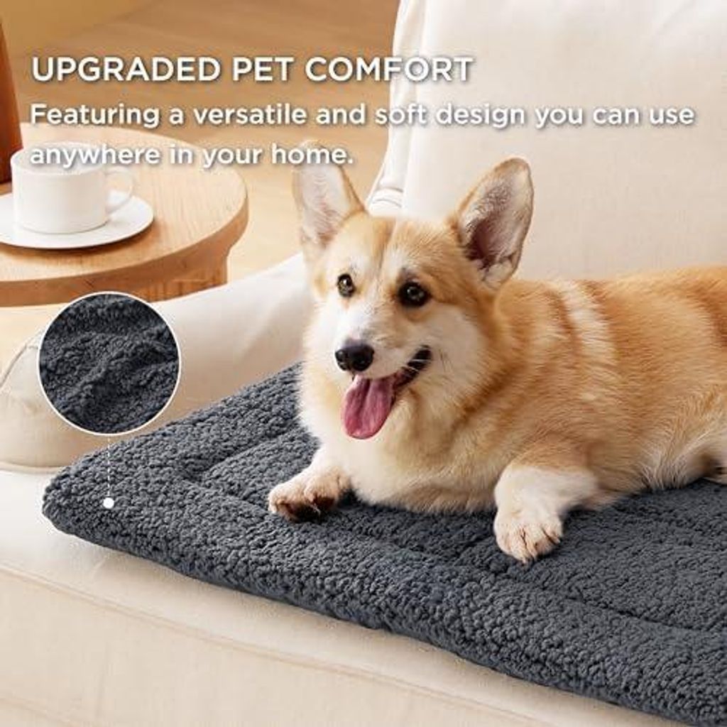 BEDSURE waschbar Hundematte Mittelgroße Hunde - 89x56 cm Hundekissen mittelgroße Hunde mit hochdichter Schaumstofffüllung, Sherpa-Plüsch waschb...