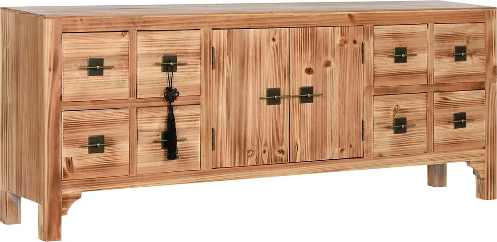 Meuble TV Long et Étroit 130cm : Solution Rangement Salon Bois et Noir Mat