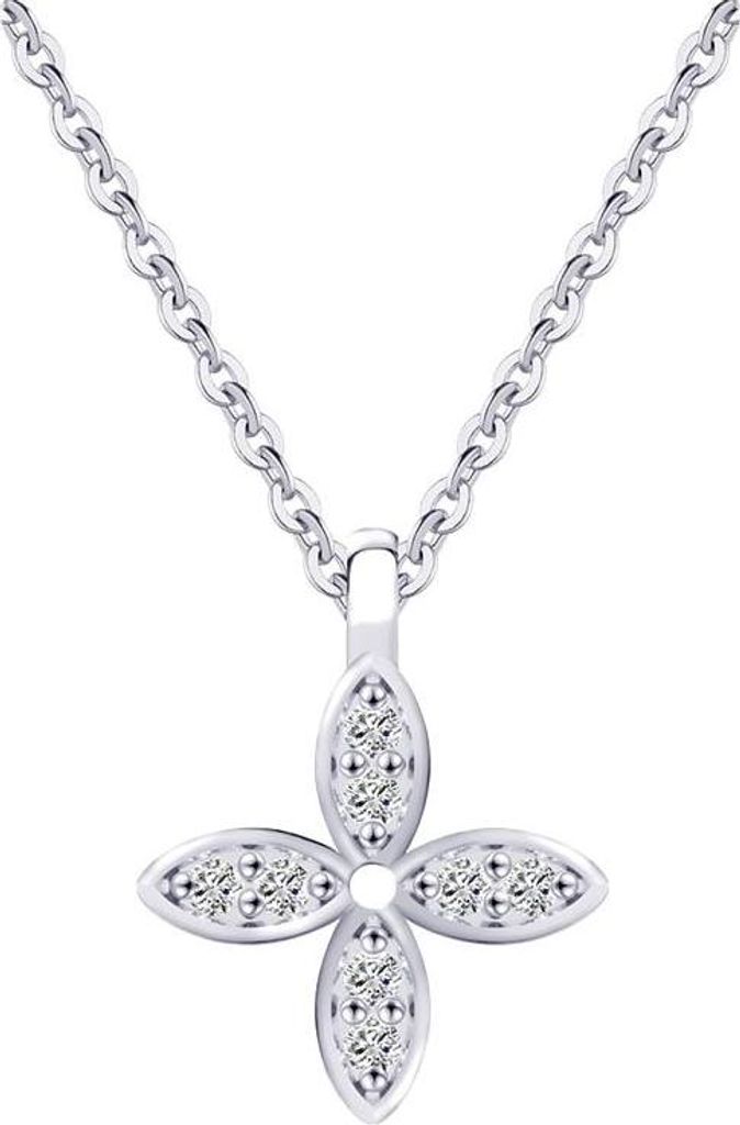 Serelina Kleeblatt-Kette aus 925 Silber mit Zirkonia – Produktbild 