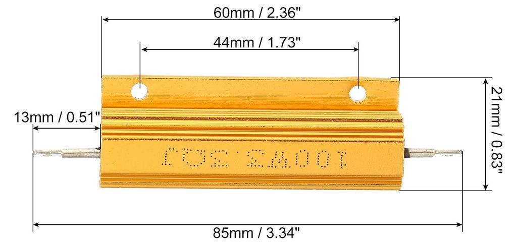 5 Stš¹ck 100W 3.3 Ohm Aluminium Hš¹lle Widerstand Geh?use Draht Widerst?nde Schraube Tap Leistungswiderstand Goldton