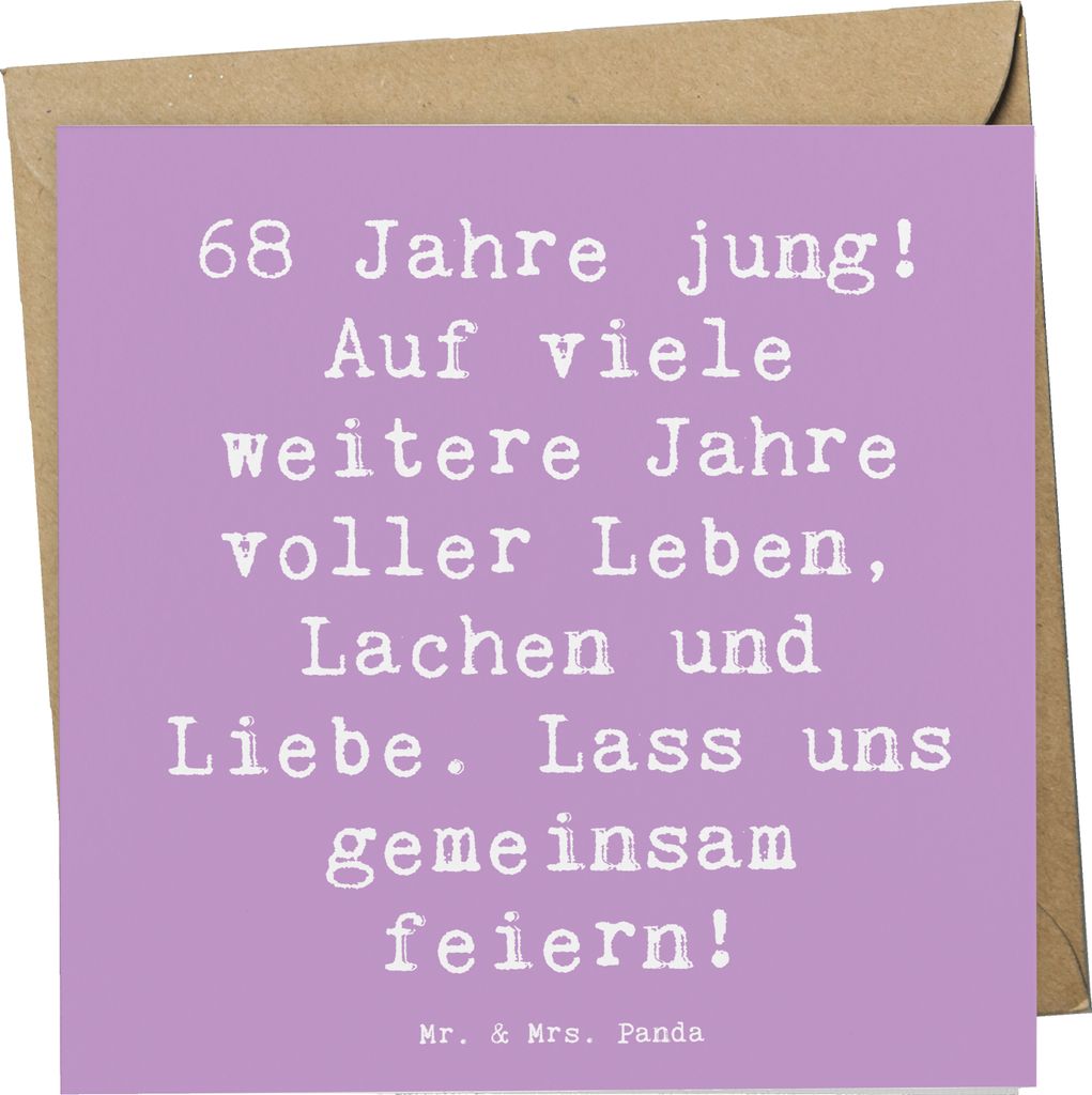 Mr. & Mrs. Panda Glückwunschkarte Spruch 68. Geburtstag Freude - Lavendeltraum - Geschenk, Feier, Weiser, liebevolle Geschenke, anlasskarte, gemei...