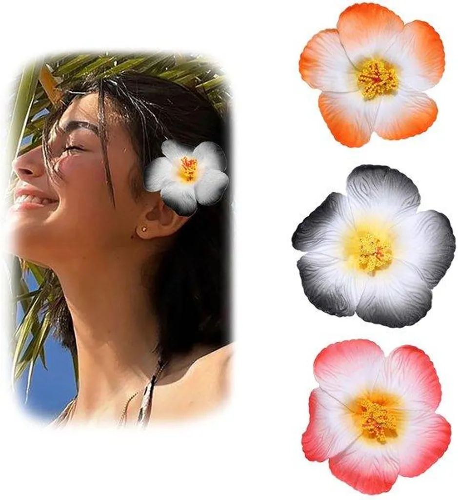 Barrettes à fleurs tropicales anti-glisse pour coiffures de vacances
