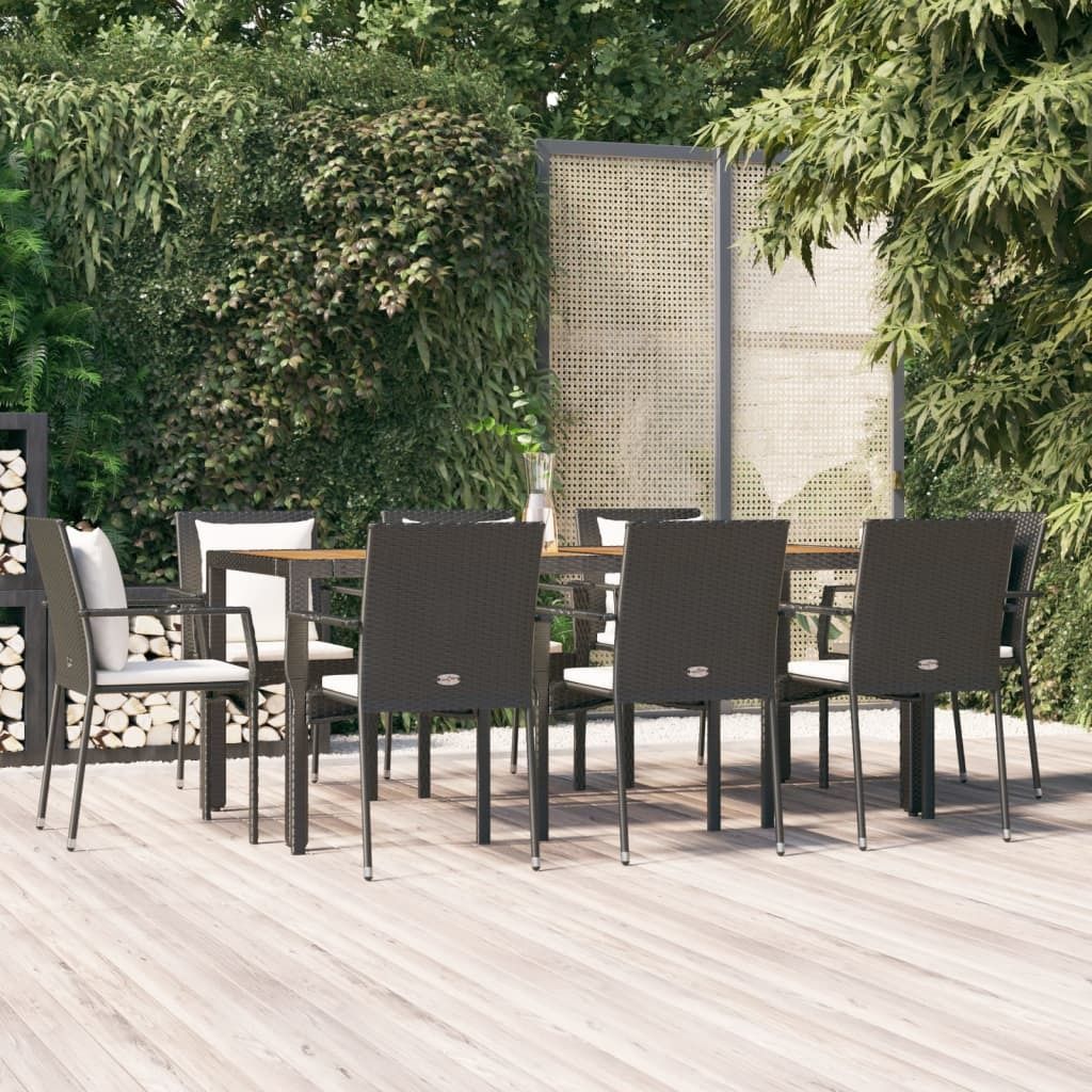 Praktischen Gartenmöbel Set Balkonmöbel-Set 9-tlg. Garten-Essgruppe mit Kissen Schwarz Poly Rattan - Gartenmöbelgarnituren ,design Möbel 993750...