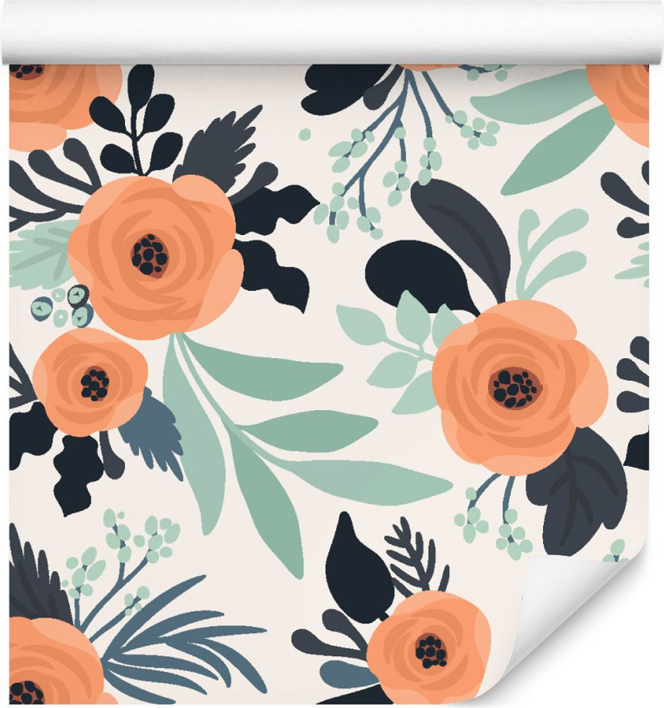10m VLIES TAPETE Roll Květiny máky Flora Rostliny Ornamenty Obrázek produktu 