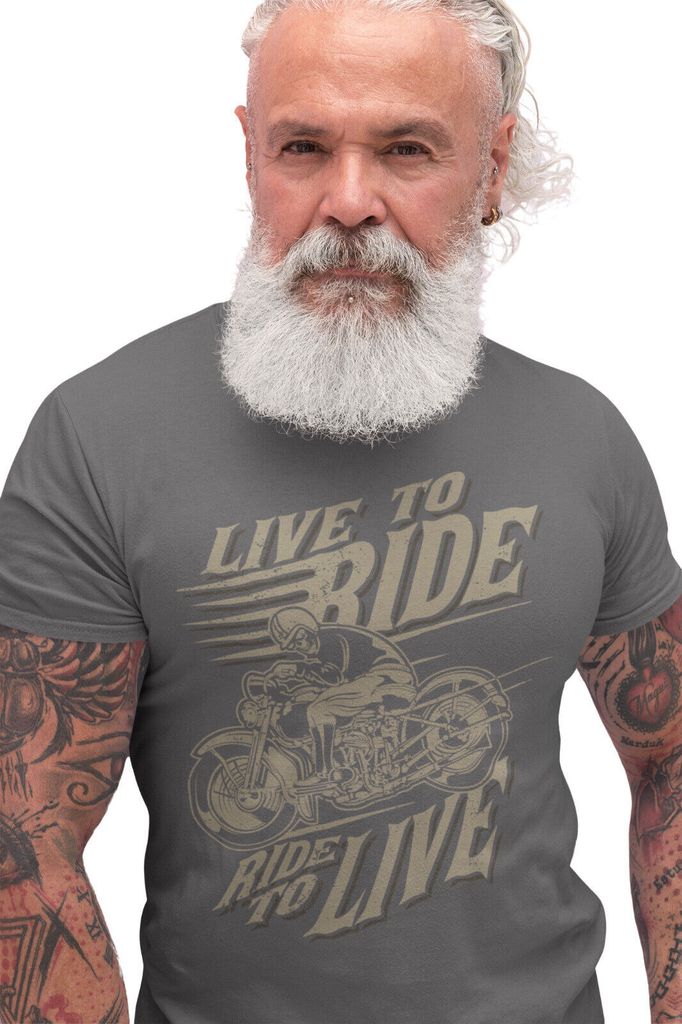 Biker Shirt Live to Ride T-Shirt Rocker Bike Motorrad High Produktbild 