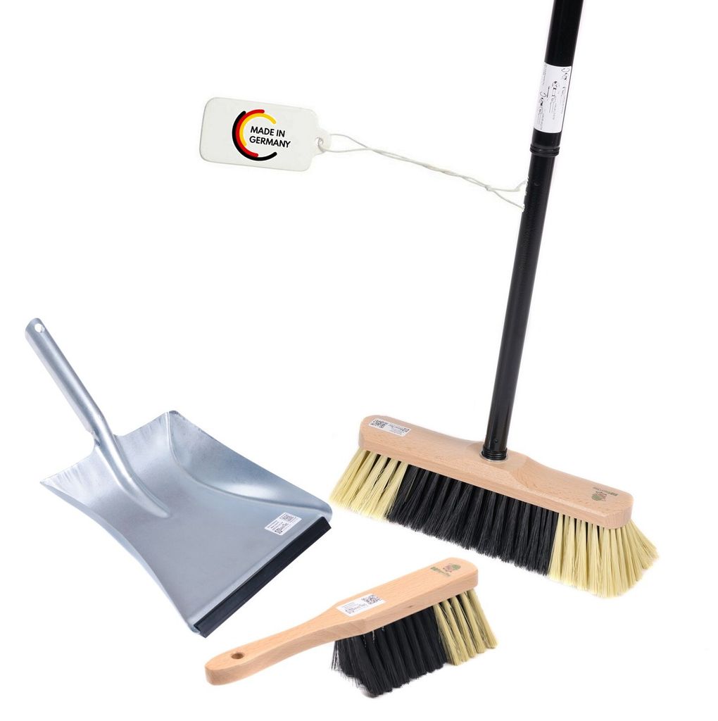 BawiTec Kehrgarnitur Zimmerbesen Kehrset mit Teleskopstiel Besen-Set Handfeger