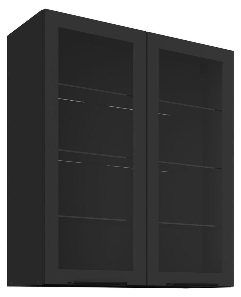 Küchen Glashängeschrank 80 cm SIENA Schwarz Küche Produktbild 