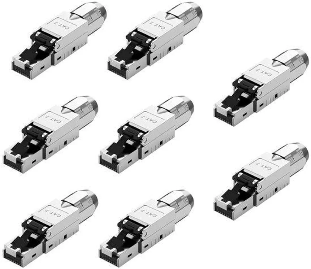 Prise LAN RJ45 CAT 7 Blindée pour Montage Réseau sans Outil - 8 Pièces