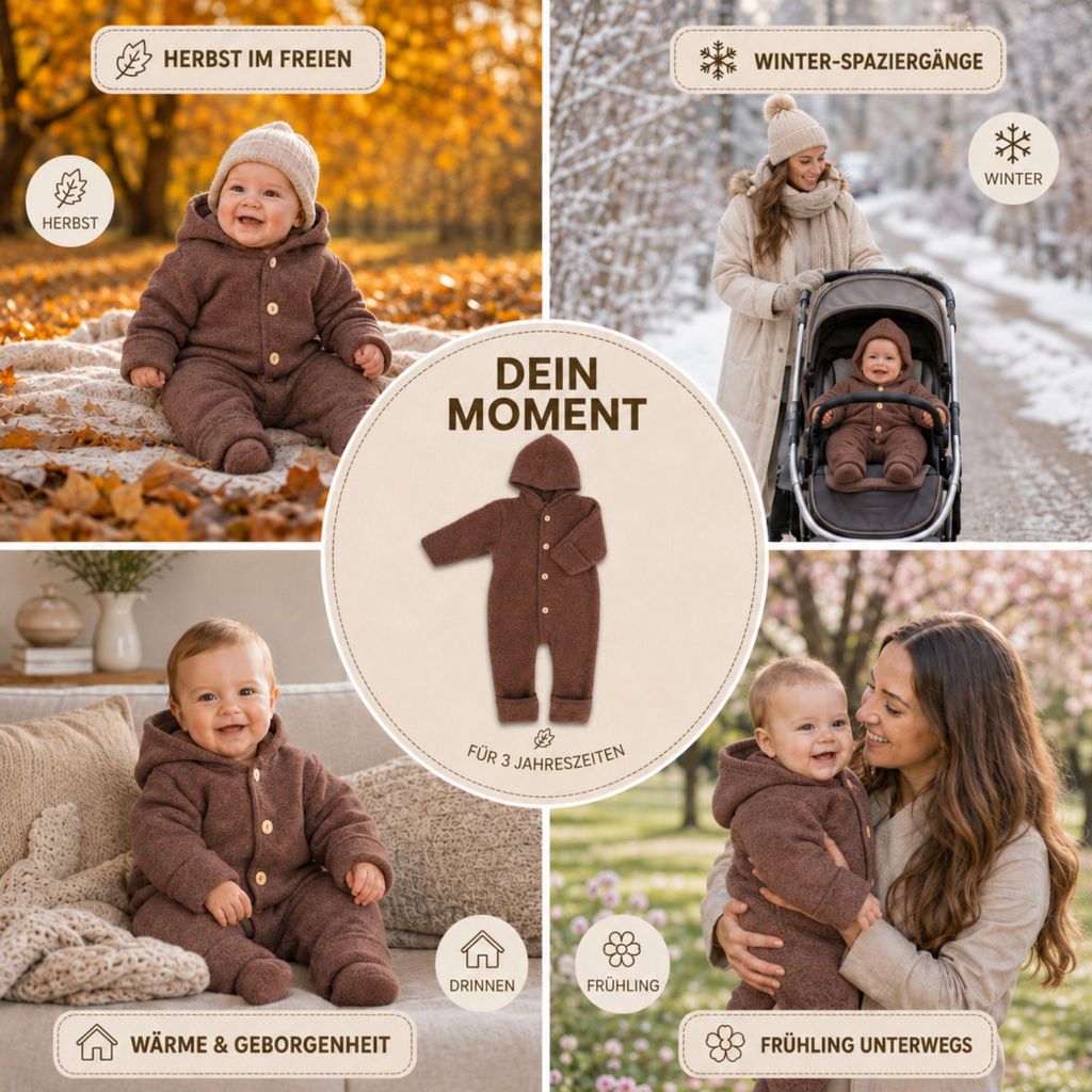 Engel Baby-Overall mit Kapuze, Holzknöpfen und Umschlag TOP