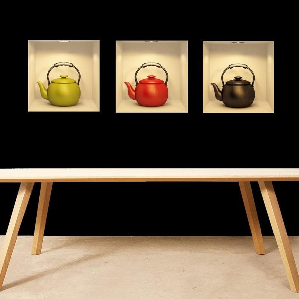 3D-Effekt-Aufkleber, Teekannenmotiv, 40 x 120 cm