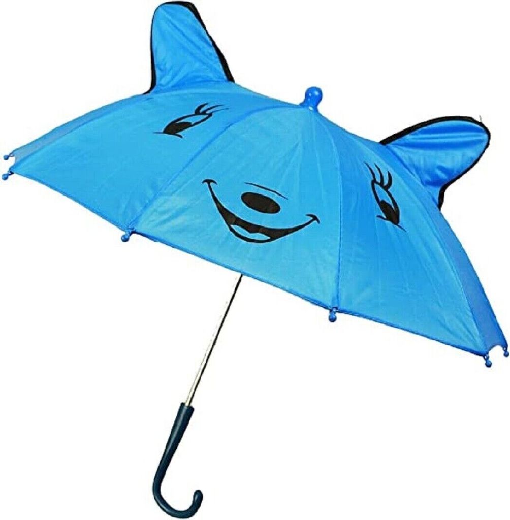 HAAC Regenschirm Schirm Kinderregenschirm mit Smile Gesicht blau