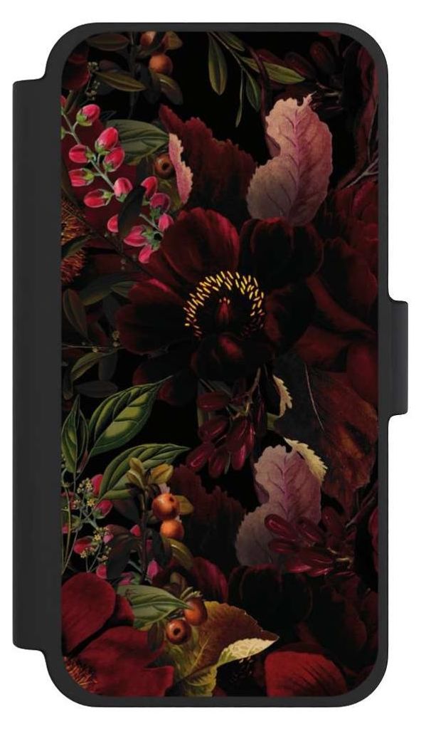 NIVOCASE Klapphülle für Apple iPhone 12 mini Handyhülle aus Kunst Leder NIVOflip schwarz Blumen Utart Wiese