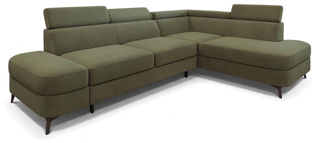 Masseno Ecksofa AVISE MV R-S mit Schlaffunktion L-Form, Sofa mit Bettkasten, Wohnzimmersofa, Couch, Soffa, Bettsofa, Couchgarnitur- Grün, MATT VEL...