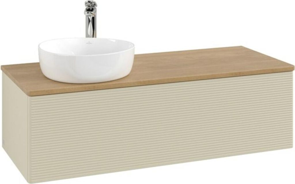 V&B Waschtischunterschrank mit Frontstruktur, mit Beleuchtung Antao 120x36x50cm, HL, WBP hon. Oa, si G m Lac