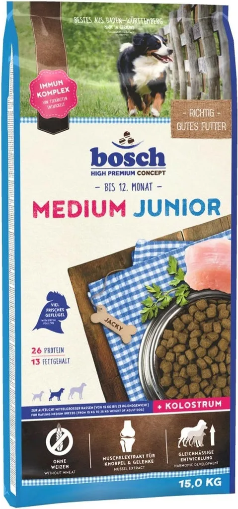 Croquettes Bosch Moyen Junior 15kg pour chiot de taille moyenne