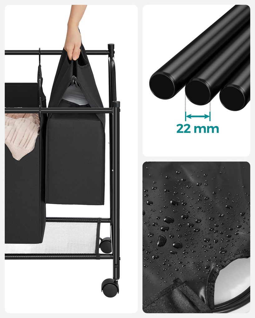 SONGMICS Koš na prádlo, se 4 vyjímatelnými látkovými sáčky, Obrázek produktu 7