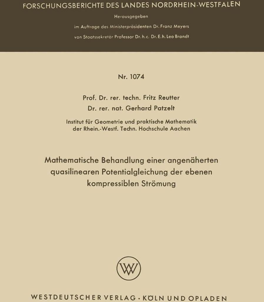 Mathematische Behandlung einer angenäherten quasilinearen Potentialgleichung der ebenen kompressiblen Strömung