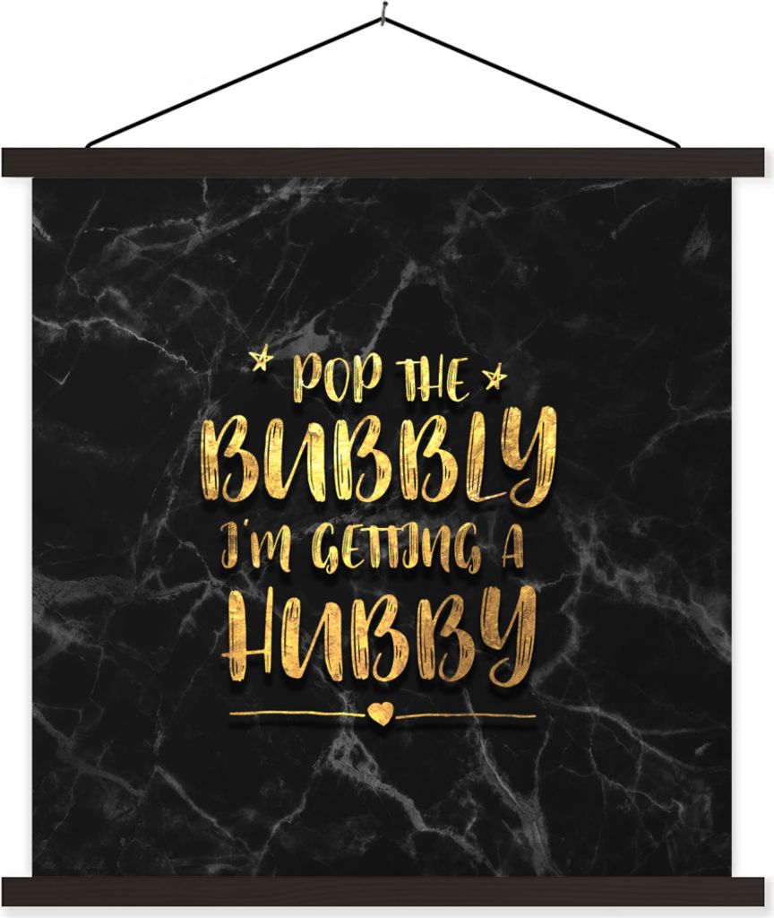 MuchoWow Textilposter Zitate - Braut zu sein - Gold - Marmor 60x60 cm mit schwarzem Rahmen - Posteraufhänger