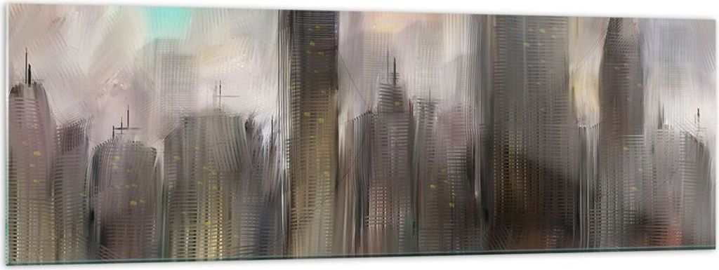 Bilder auf glas - Stadt Abstraktion - 160x50cm - Glasbilder - Wandbilder - Kunstdruck - zum Aufhängen bereit - Wanddekoration aus Glas - Glas Bild...