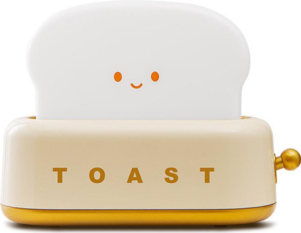 Wiederaufladbare kleine Lampe in Form eines Toastbrots mit lächelndem Gesicht – niedliche Zimmerdekoration – Nachtlicht,yellow