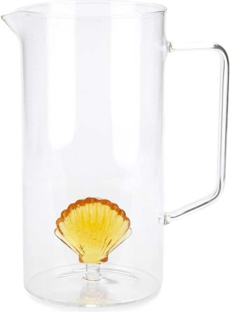 Handgemachte Gelbe Karaffe aus Borosilikatglas - 1,3 Liter, Atlantic Shell