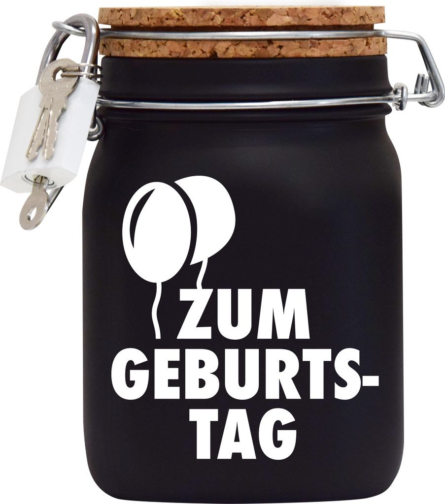 Spardose Geld Geschenk Ideen Zum Geburtstag Design1 Schwarz Größe L 1 Liter