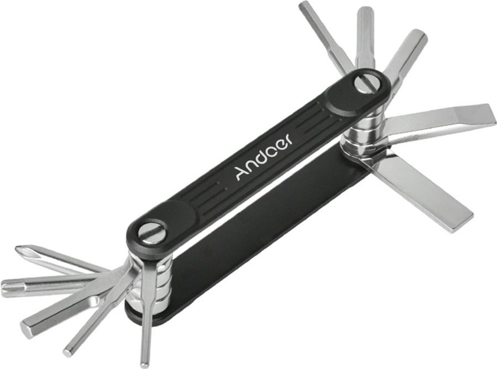Andoer 10-in-1 Fotografen Faltbarer Schraubenschluessel Taschen-Multitool-Set Klappbarer Schraubendreher Werkzeugsatz mit Aufbewahrungstasche