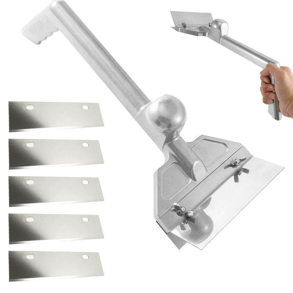 Grillspachtel Set Aluminium 41cm, Grill Schaber mit 5 Ersatzklingen, Plancha Schaber, BBQ Reinigung Spachtel für Grillplatte